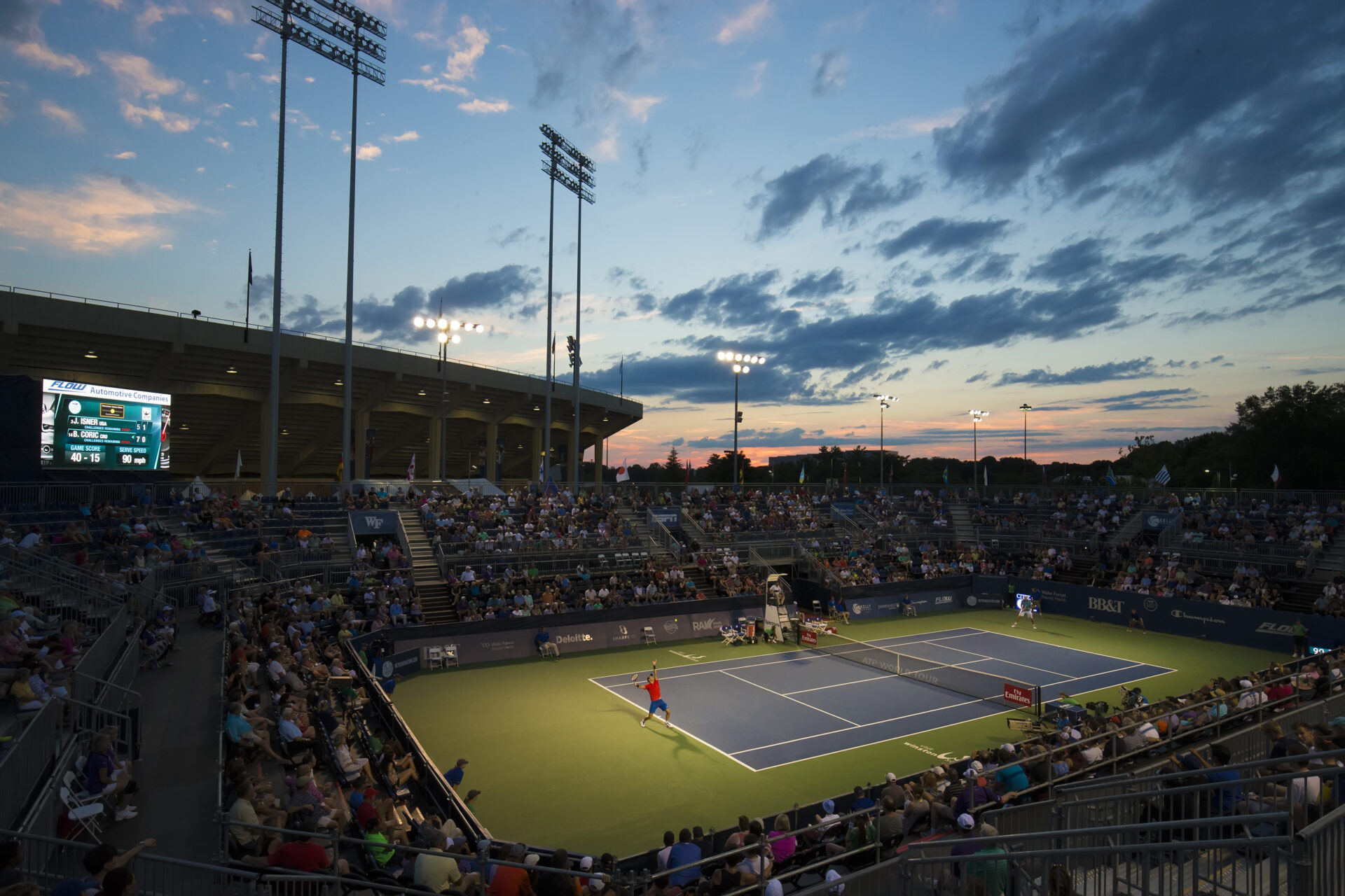 Wide Angle of Tennis Court in Winston-Salem