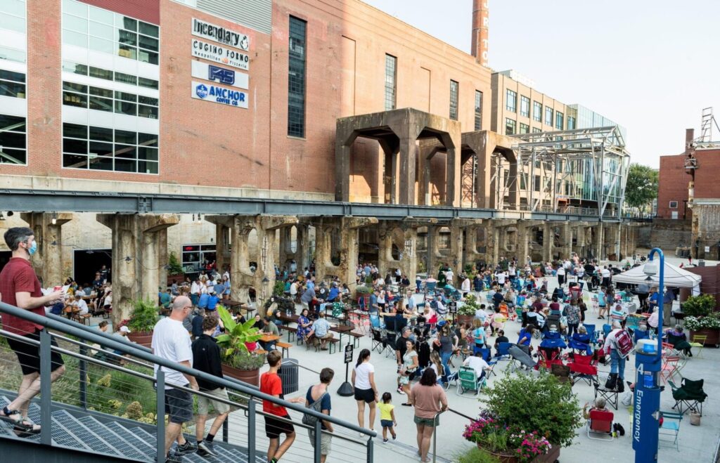 people outside at concert in winston-salem