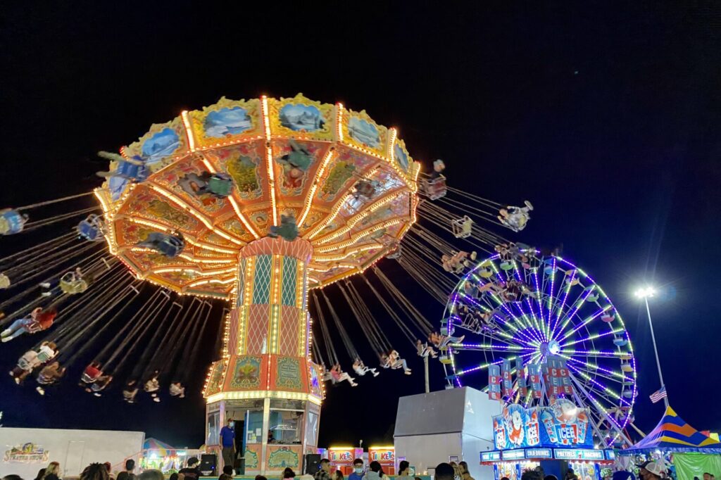 Swings and carousel at fair